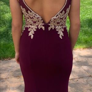 Never worn maroon and gold prom dress size 2